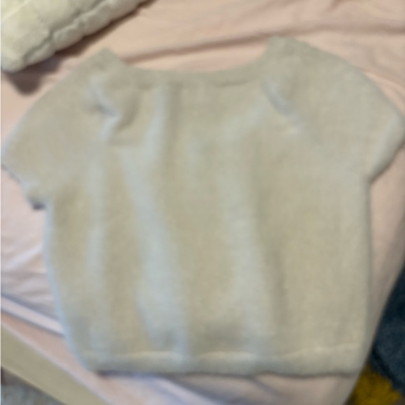 kylie and kendall cropped fuzzy tee - Picture 2 of 2
